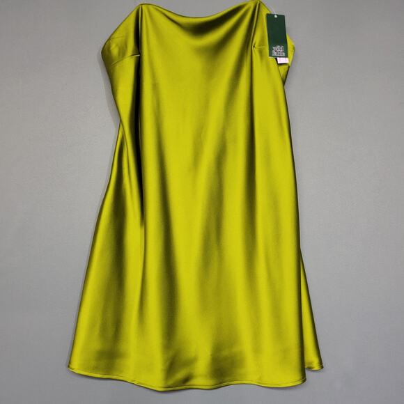 Wild Fable Dress Womens Large Lime Green Satin Slip Removable Straps Mini Formal - Picture 1 of 11